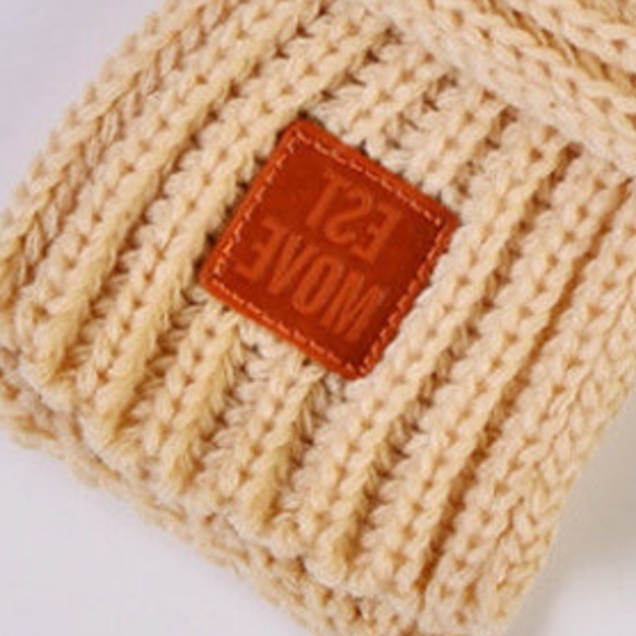 Solid Beige Soft Kitted Kids Children's Scarf Wrap - Picture 4 of 6